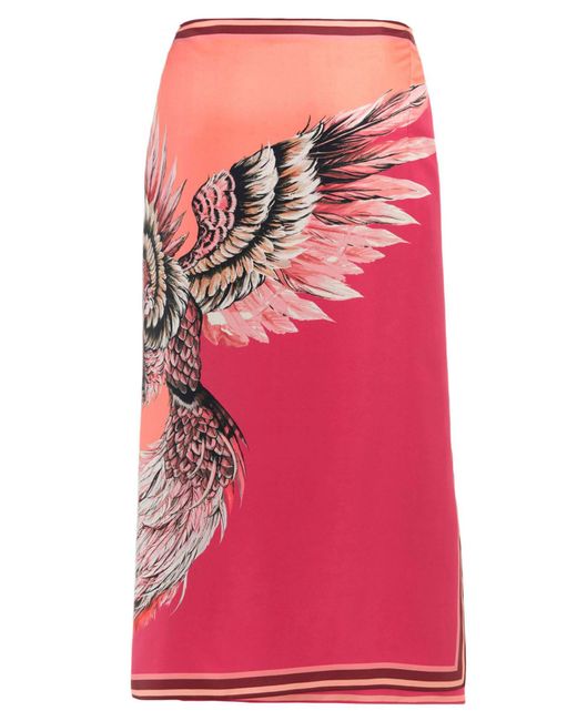 Roberto Cavalli Pink Plumage Print Silk Skirt