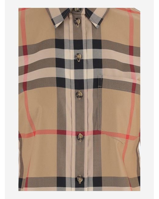 Burberry Brown Cotton Shirt With Check Pattern