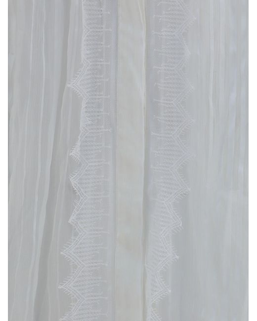 Chloé Gray Chloã Ruffled Silk Muslin And Lace Blouse