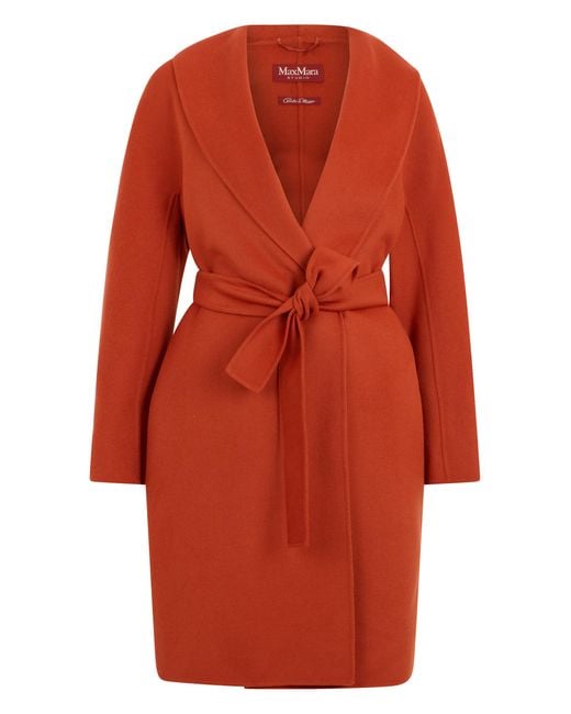 Max Mara Orange Coat Wool-Cashmere-Silk Virgin Wool