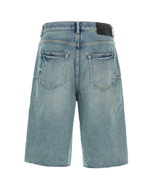 Purple Brand Blue Denim Bermuda Shorts for men