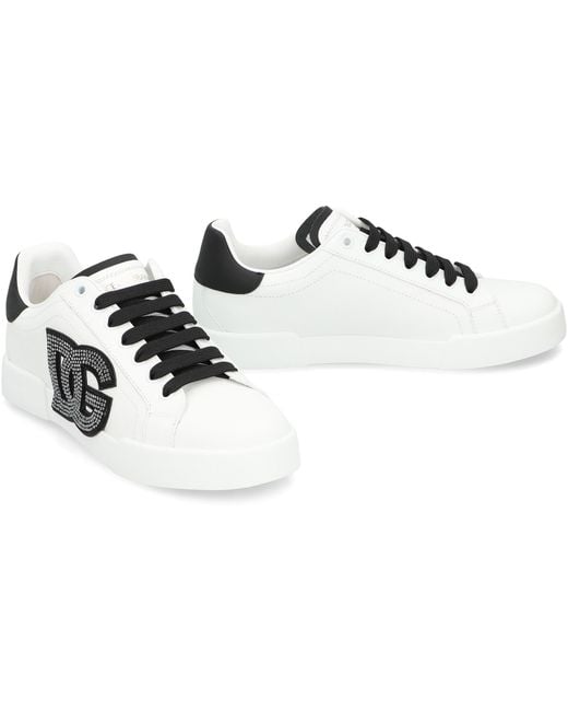 Dolce & Gabbana White Portofino Leather Sneakers Calf Trainers