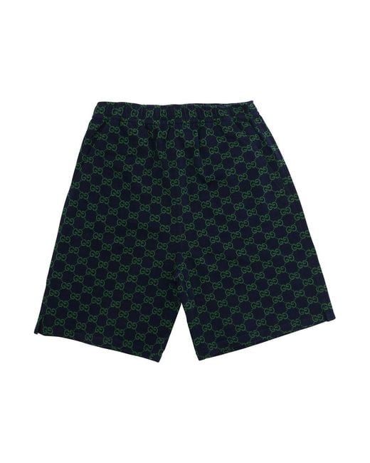 Gucci Blue Boys Shorts With Gg Motif Fabric for men