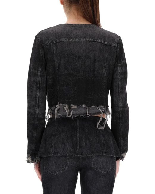 DIESEL Black Cropped Fit Jacket Cotton