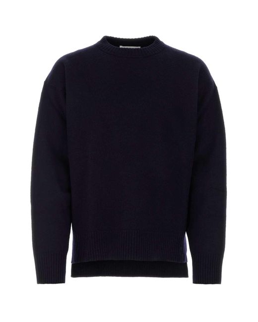 Jil Sander Blue Dark Wool Oversize Sweater for men