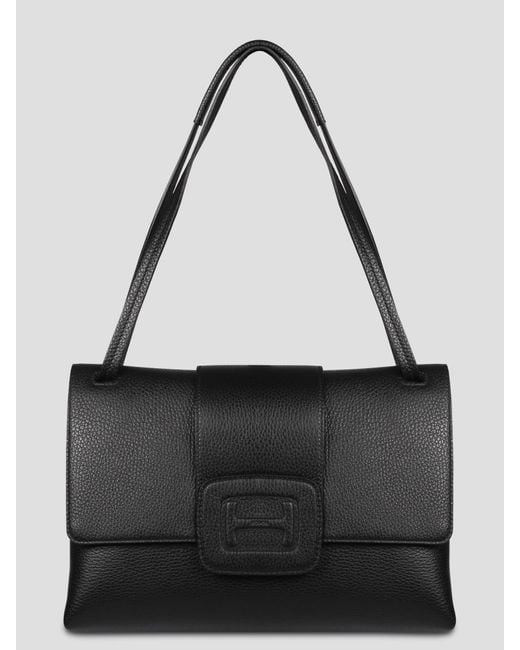 Hogan Black Embossed Logo Shoulder Bag