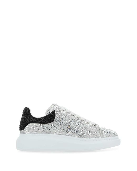 Alexander McQueen White Embellished Leather Sneakers