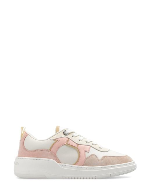 Ferragamo Pink Gancini Low-Top Sneakers