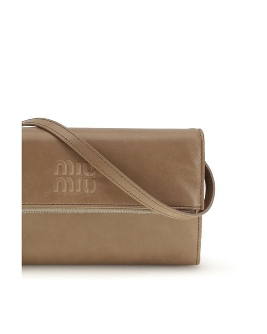 Miu Miu Brown Leather Pouch Calf Wallets & Purses