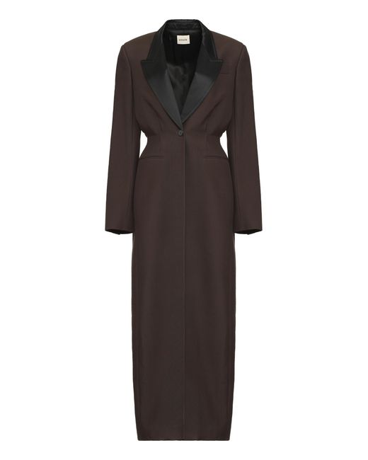 Khaite Black Bellow Single-Breasted Long Coat Polyamide