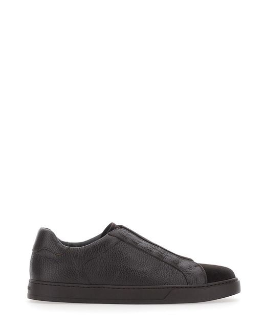 Doucal's Black Sneakers Spencer Calfskin Calf Trainers for men