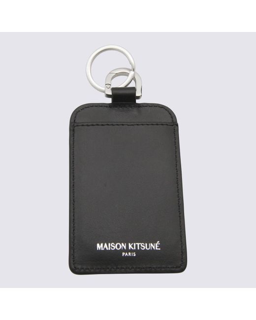 Maison Kitsuné Black Leather Card Holder for men
