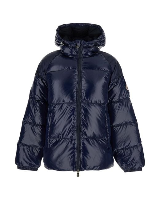 Pyrenex Blue Sten Down Jacket With Drawstring Hood And Logo Patch