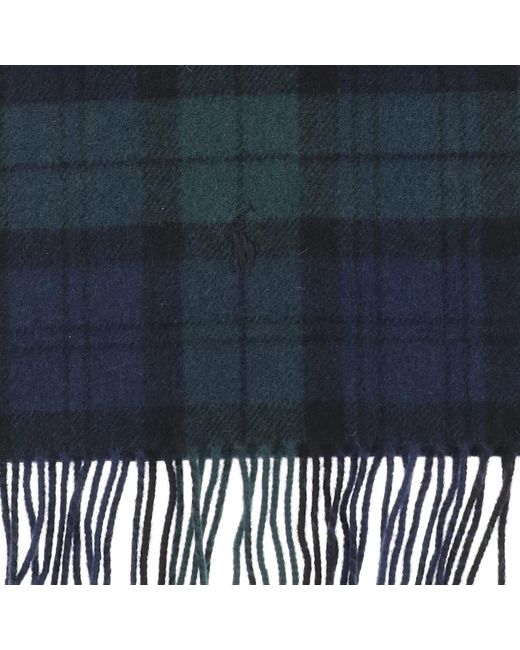 Polo Ralph Lauren Blue Wool Scarf With Logo for men