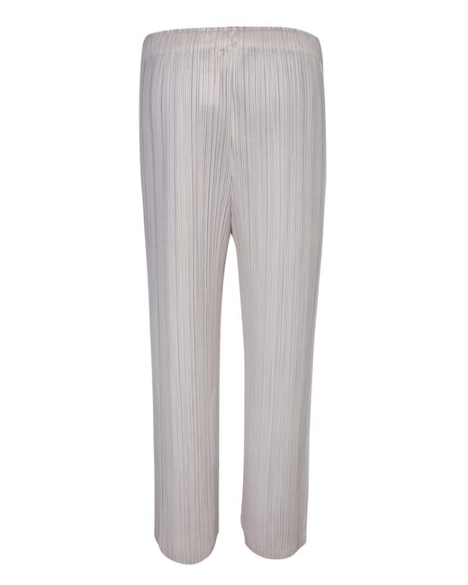 Issey Miyake Gray Pleats Please Ivory Straight Trousers