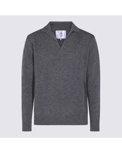 Seven Gauge Gray Wool Knitwear for men
