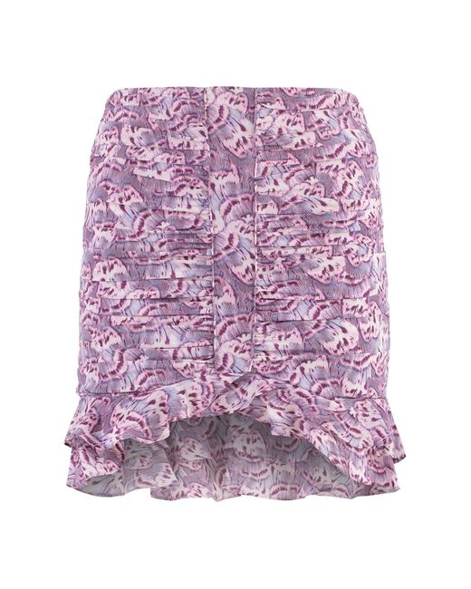 Isabel Marant Purple Milendi Printed Silk Skirt