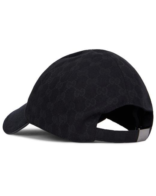 Gucci Black Cap With Adjustable Brim, Cotton Hat