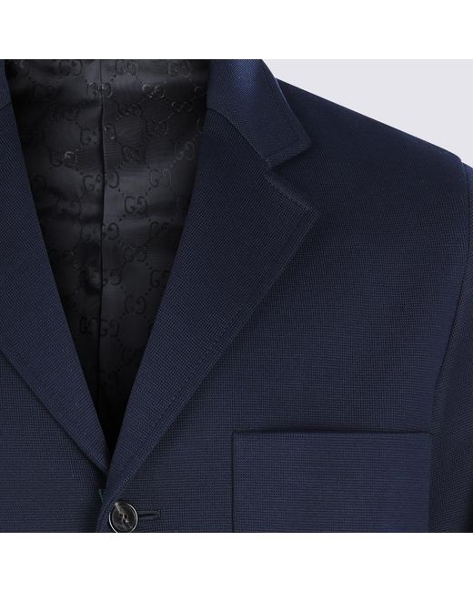 Gucci Blue Cotton Blazer for men