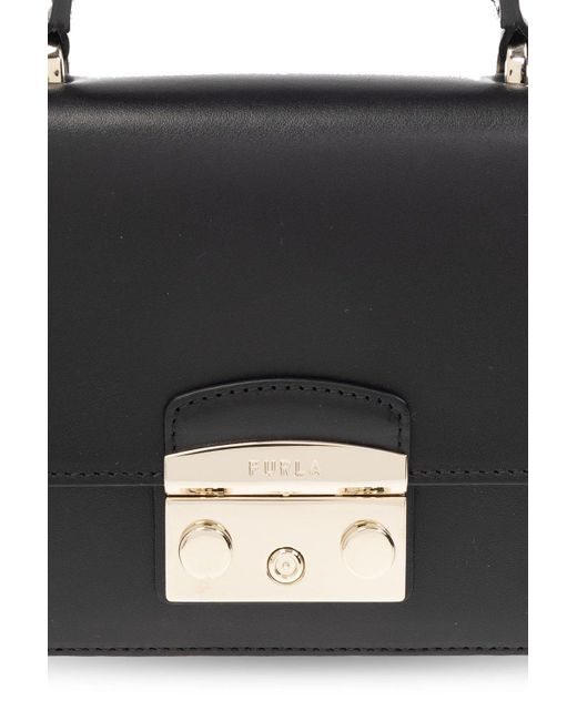 Furla Black Metropolis Push-lock Detailed Mini Top Handle Bag