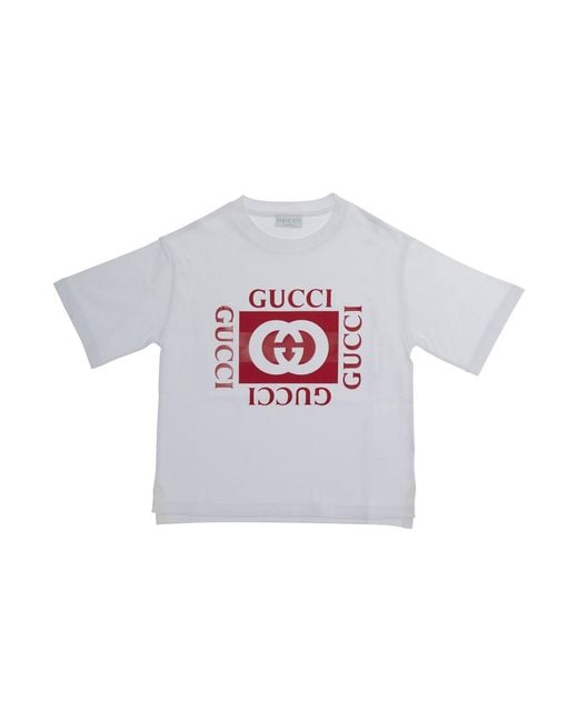 Gucci White T-Shirt For Kids Cotton Logo T-Shirts for men