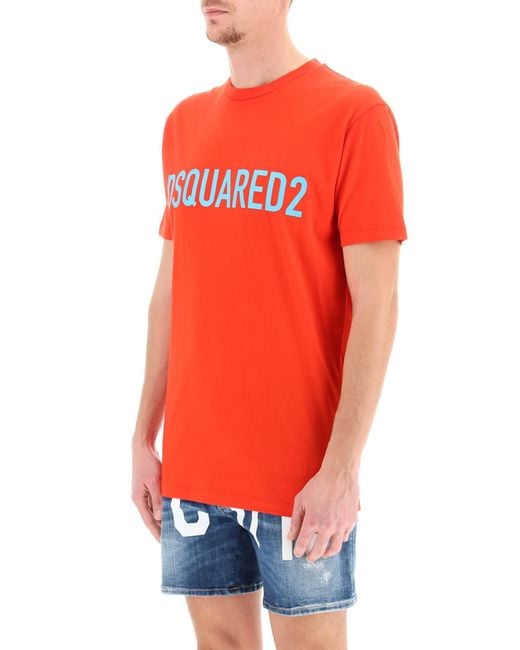 DSquared² Orange Cool Logo Print T-shirt for men