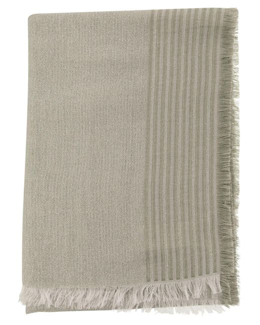 Peserico Gray Cotton, Modal, Linen And Lurex Blend Triple Veil Stole
