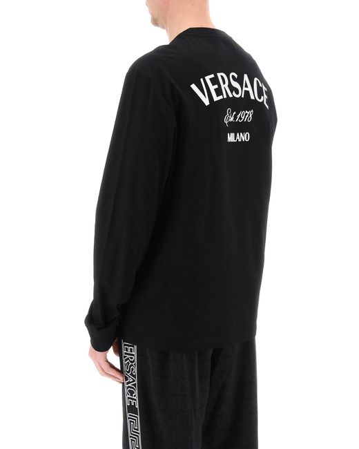 Versace Black Milano Stamp Long Sleeved T Shirt for men