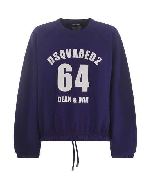 DSquared² Blue Dean & Dan Cotton Drawstring Sweatshirt