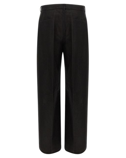 Rick Owens Black Ramie Casual Pants for men