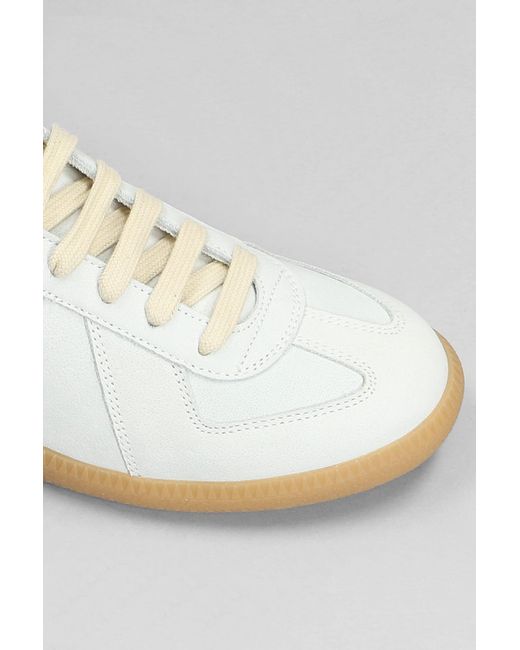 Maison Margiela White Replica Sneakers In Grey Suede