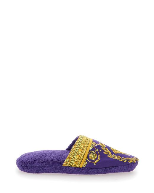 Versace Purple Slippers I Heart Baroque
