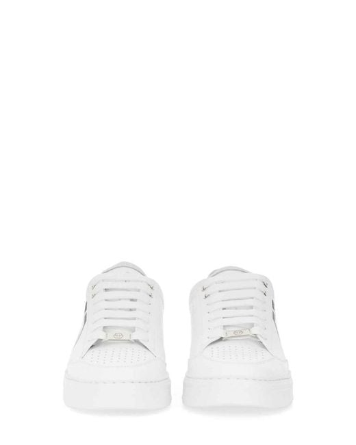 Philipp Plein White Sneaker With Logo Cow Leather Trainers for men
