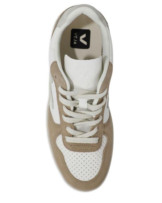 Veja White V-10 Panelled Low-Top Sneakers