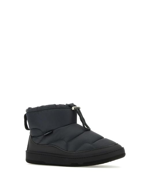 Lanvin Black Graphite Fabric Curb Snow Ankle Boots for men