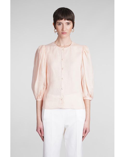 Chloé Multicolor Blouse In Rose-pink Ramie