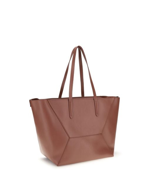 Brunello Cucinelli Brown Leather Tote Bag Calf Bos Taurus Shoulder