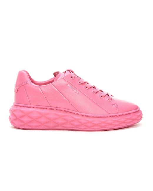 Jimmy Choo Lace Diamond Light Maxi Sneakers in Pink | Lyst