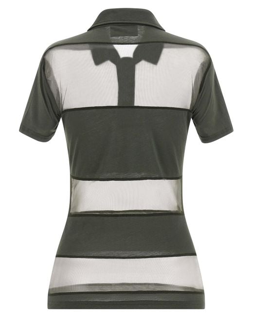 Coperni Green Sheer Striped Polo Shirt