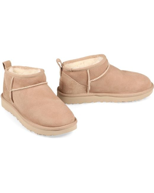 Ugg Brown Classic Ultra Mini Ankle Boots Ovine Leather