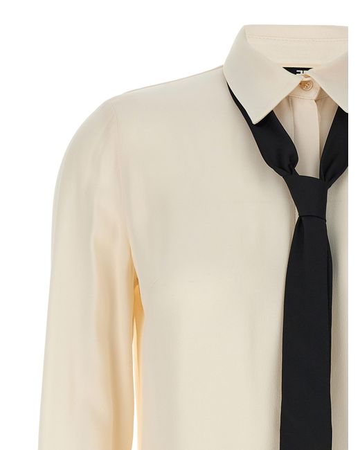 Elisabetta Franchi Natural Butter Shirt With Tie