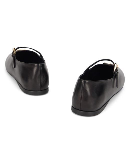 Prada Black Leather Ballet Flats With Ankle Tie Lambskin Ballerina Shoes
