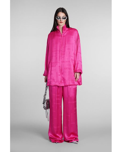 Balenciaga Pink Pants In Fuxia Silk