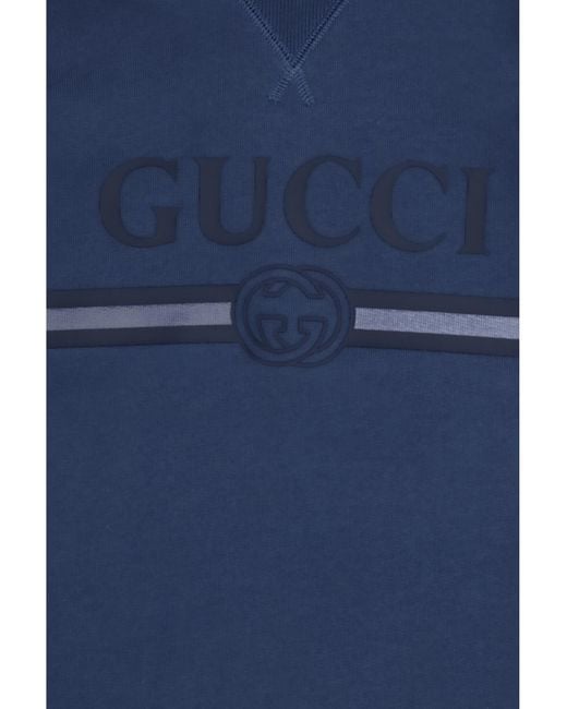 Gucci Blue Cotton Hooded Sweatshirt For Boy Sweatshirts for men