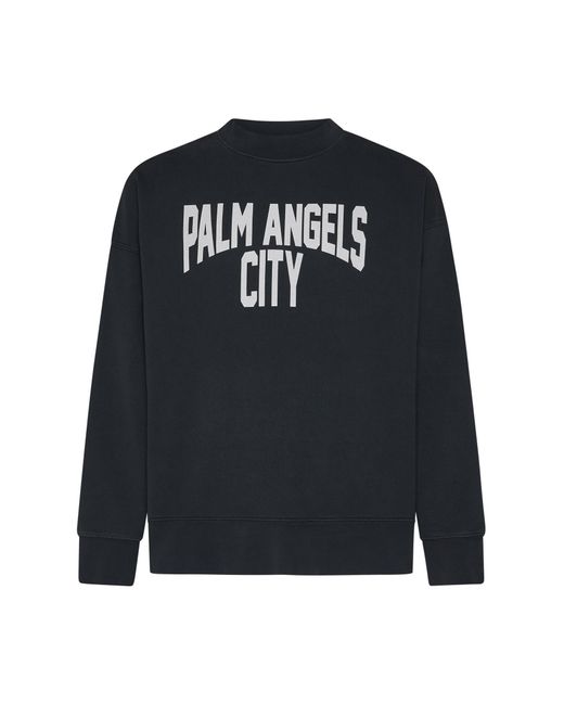Palm Angels Black Pa City Cotton Sweatshirt for men