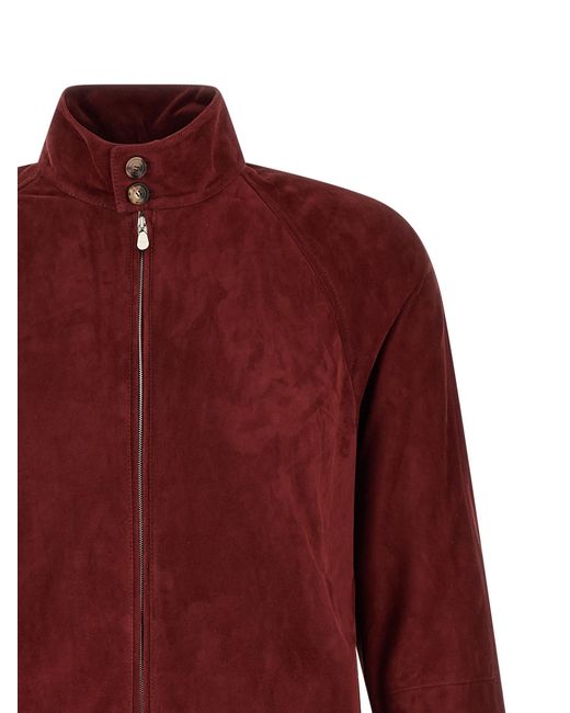 Brunello Cucinelli Red Lamb Leather Jacket Clothing for men
