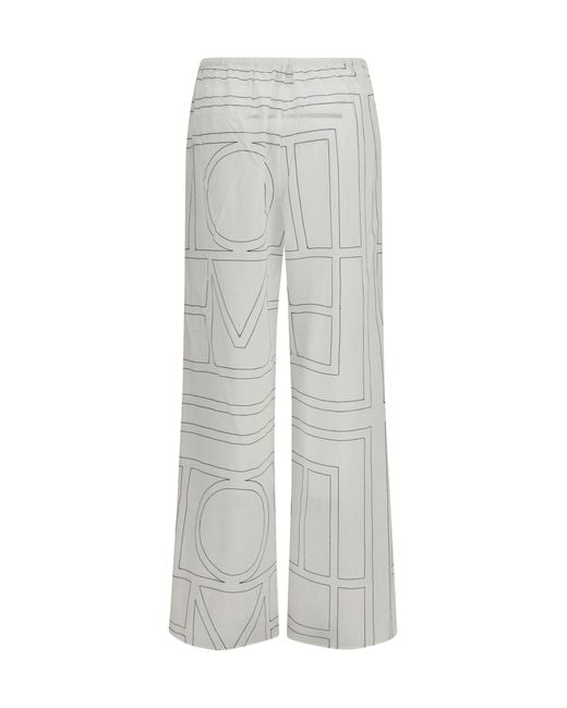 Totême Gray Pants Monogram- Cotton Trousers