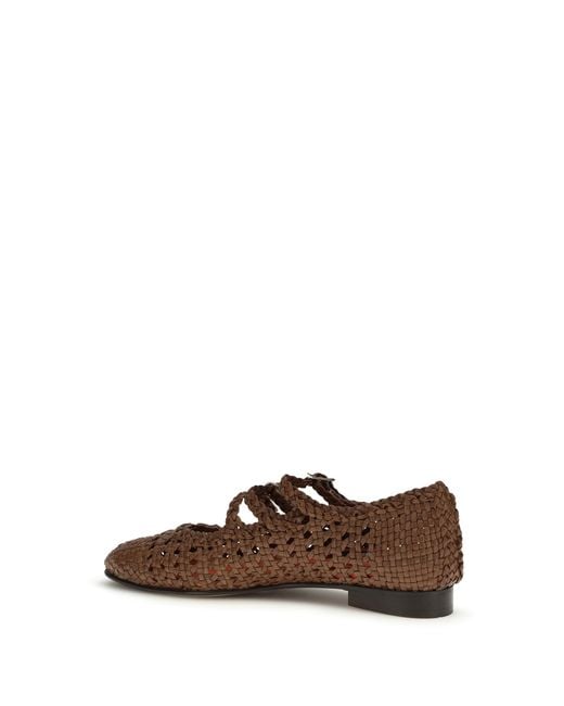 CAREL PARIS Brown Woven Leathe Mary Jane Ballerinas