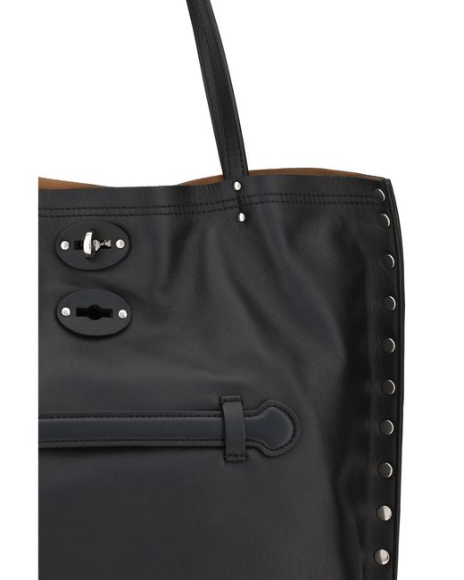 Zanellato Black Shoulder Bag Aspasso Saeta Calf Leather