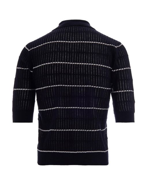 Max Mara Blue Polo Sweater Wool-Silk Jumpers